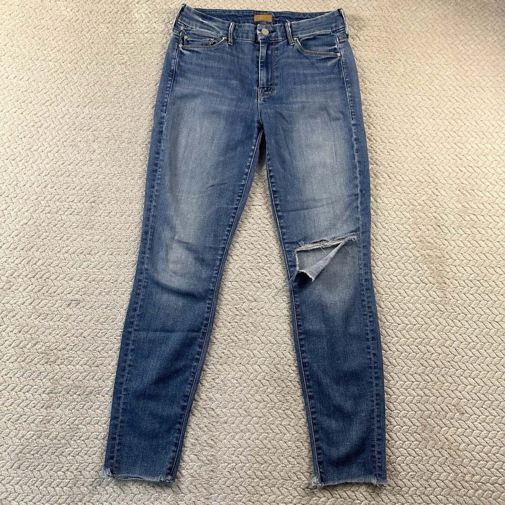 MOTHER Jeans Womens 27 Looker Ankle Fray Skinny Distressed Birds Of Paradise USA